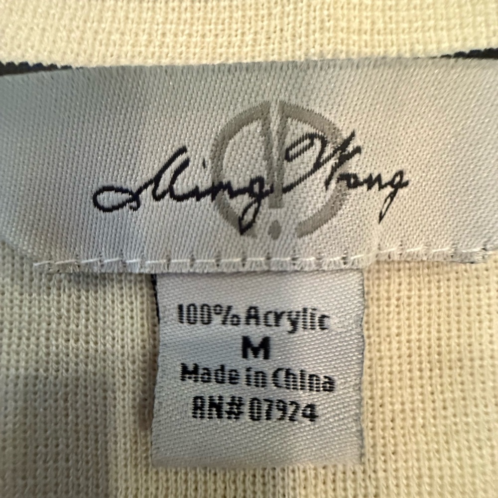 Ming Wang 2 Piece Cream/Black Knit Jacket/Tank Sweater Set Size Medium MSRP $595 - Picture 8 of 14